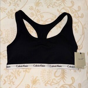 Calvin Klein Black cotton Sports Bra with Logo Band